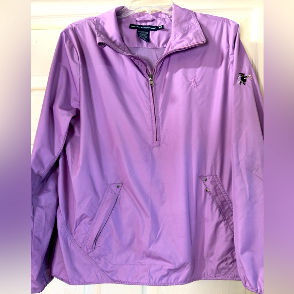 Y2K Ralph Lauren Women's Purple Quarter-Zip Activewear Windbreaker Size M